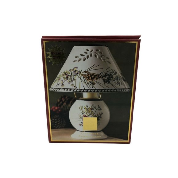 Lenox Holiday Lenox Etchings Collection Ceramic Candle Lamp Pine